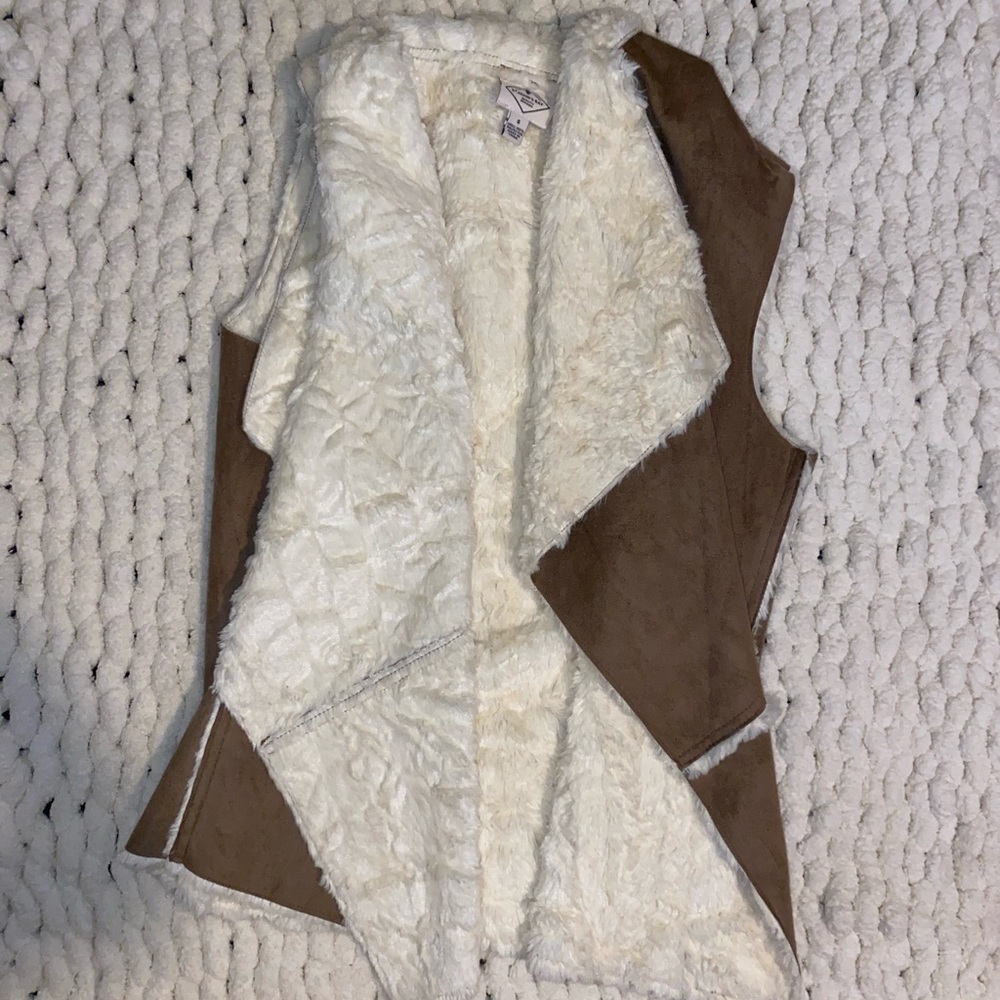 Tan Suede Size S Fur Vest